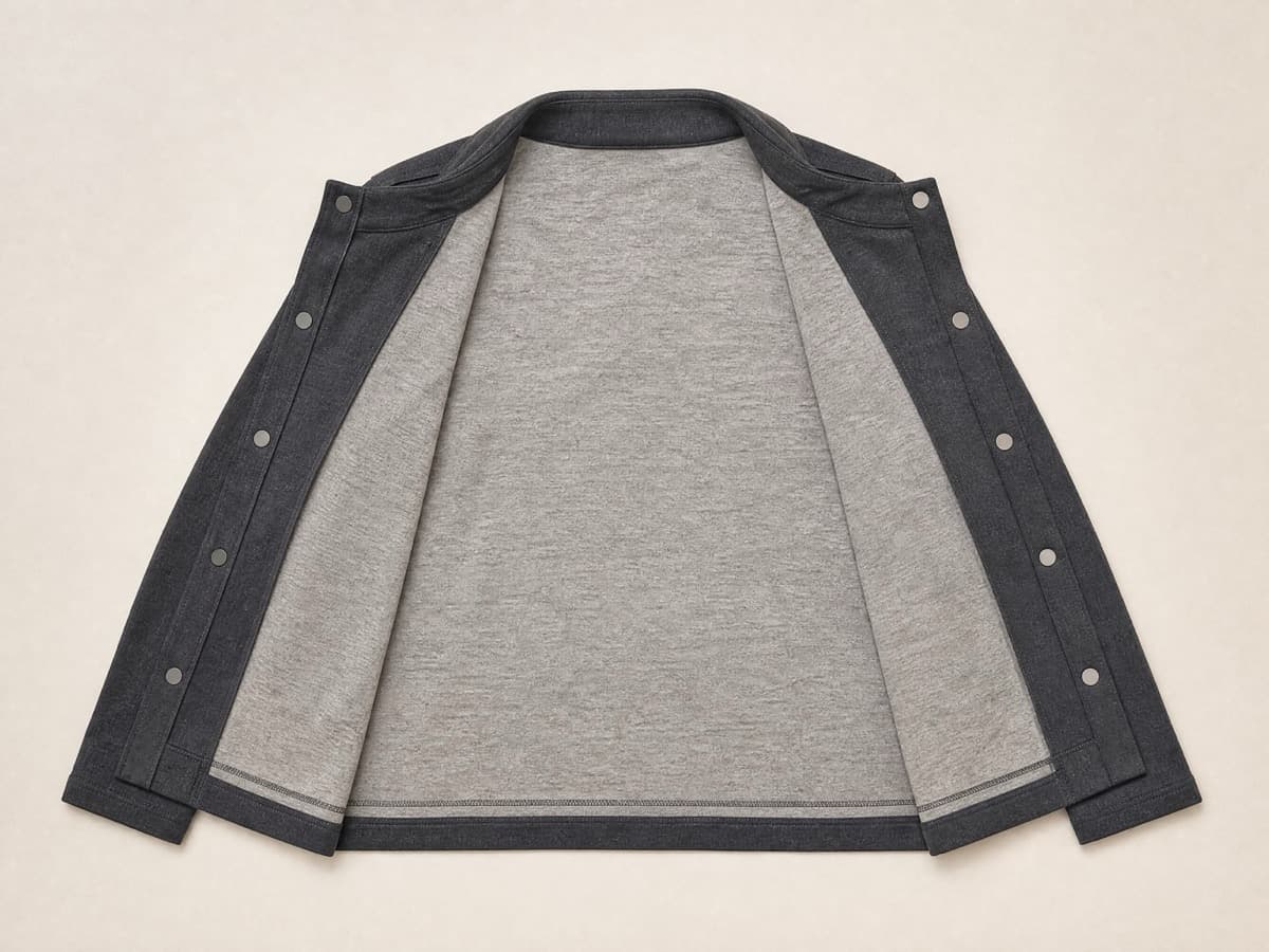 The same premium top opened at both side seams and spread completely flat, magnetic closures visible along both open edges and the lining fully exposed.